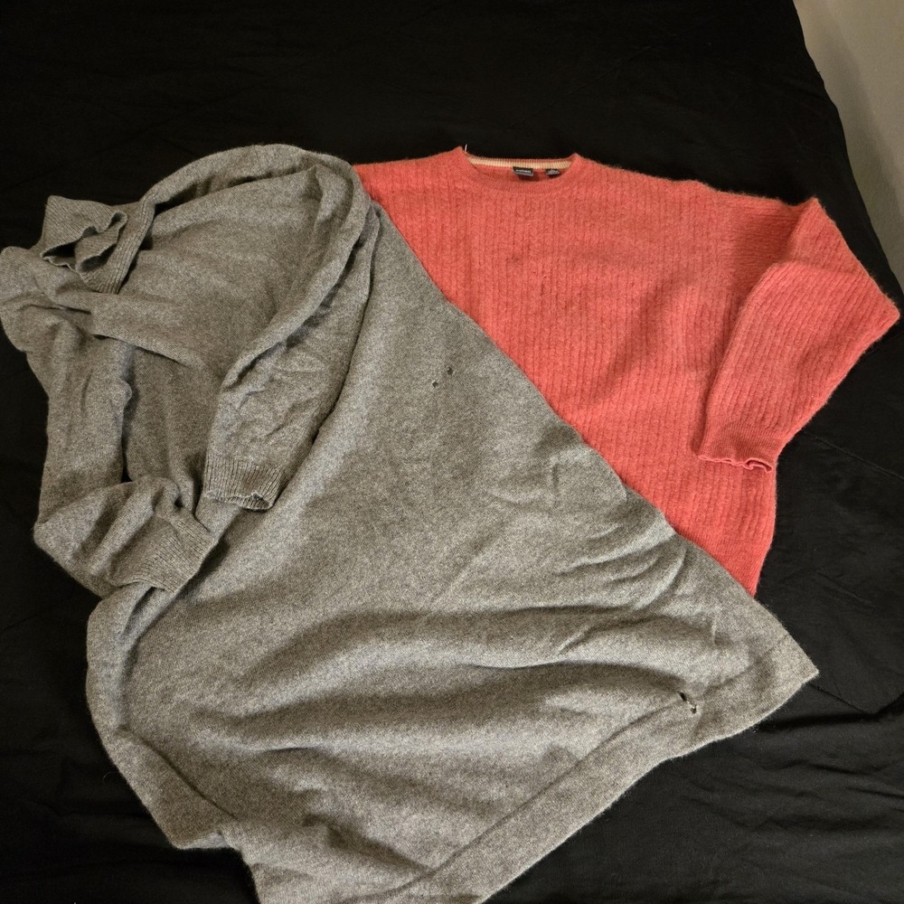 Crafters lot 100% Cashmere 1lb. 5 oz Orange Gray Mittens Scarf Baby Outfit DIY